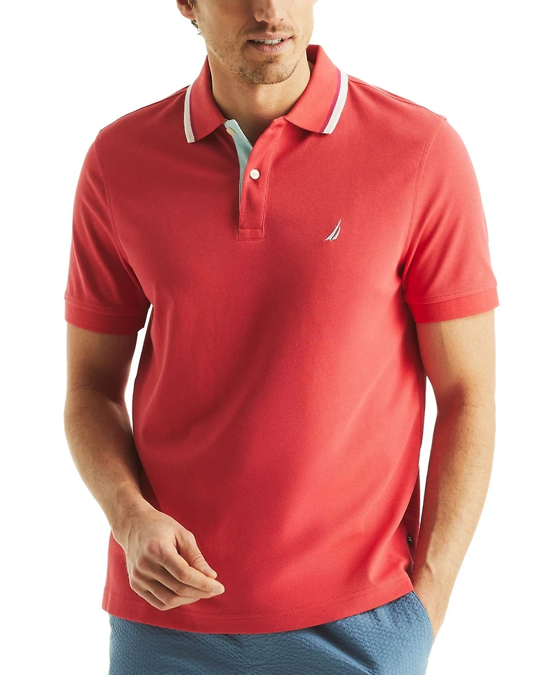 Nautica Men's Textured Tipped Collar Polo Shirt