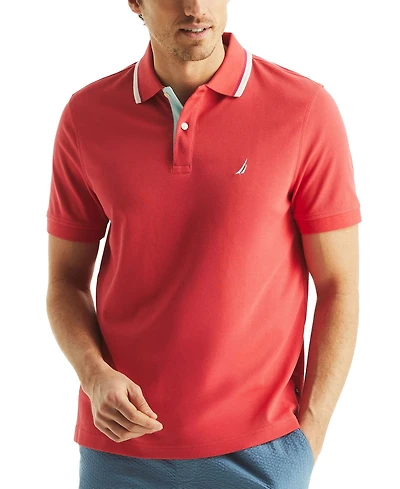 Nautica Men's Textured Tipped Collar Polo Shirt