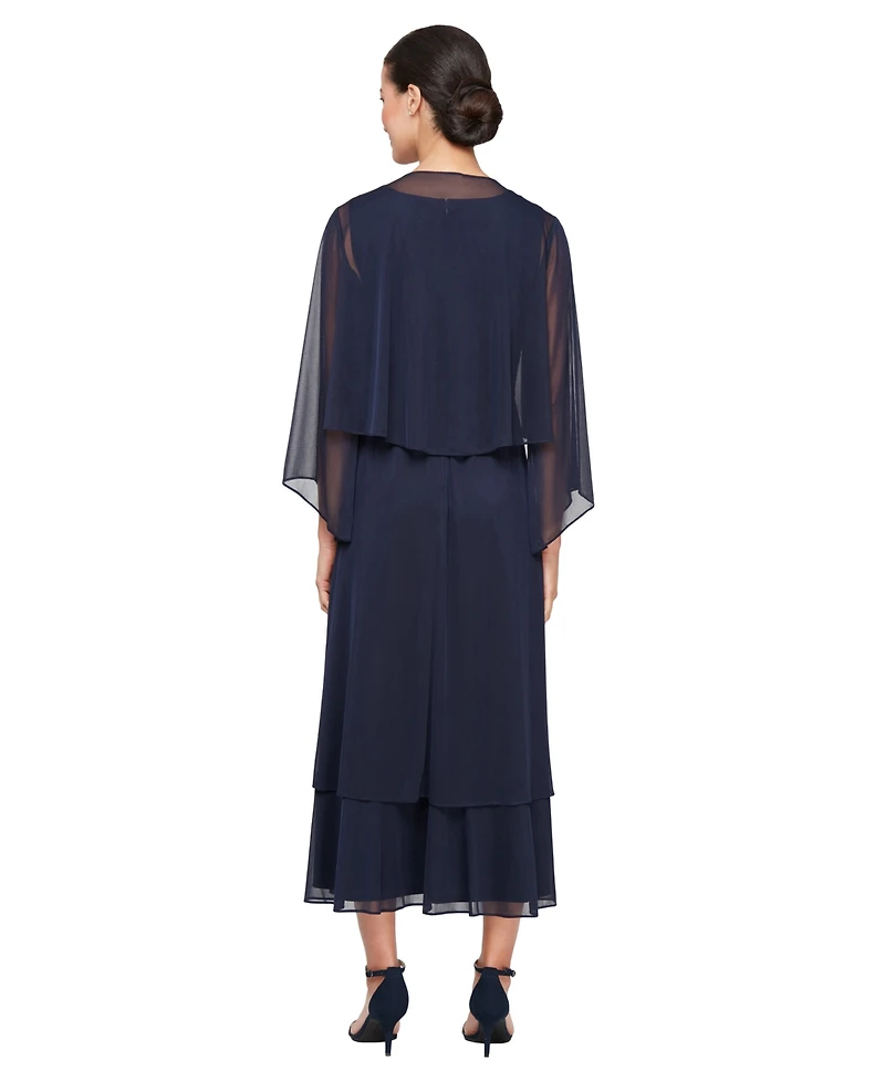Sl Fashions Women's Surplice-Neck Jersey A-Line Dress