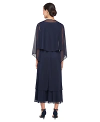Sl Fashions Women's Surplice-Neck Jersey A-Line Dress