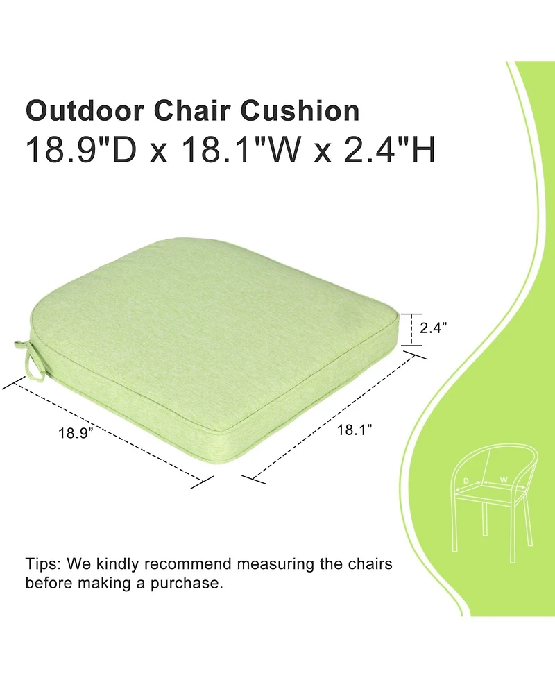 Aoodor Outdoor Dining Chair Cushions Set of 4, Waterproof Patio Furniture Seat Cushions, Outdoor Chair Pads with Ties, 18 x 19 inch
