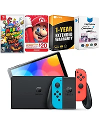 Nintendo Switch Neon Red & Blue Oled Console with Super Mario 3D World + Bowser s Fury , Nintendo $20 eShop Gift Card