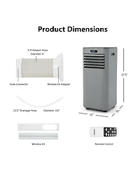 8000 Btu(Ashrae) 3-in-1 Portable Air Conditioner with Remote Control