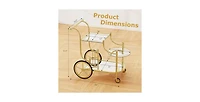 3-Tier Home Bar Serving Cart on Wheels with Mirrored Shelves