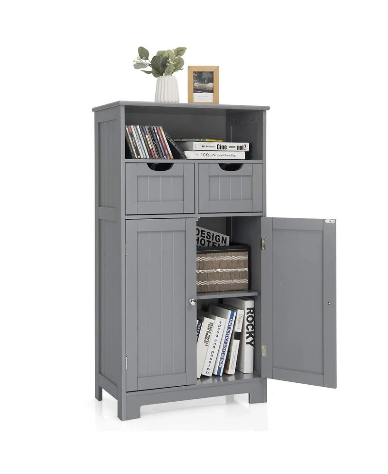 Bathroom Wooden Side Cabinet with 2 Drawers and 2 Doors