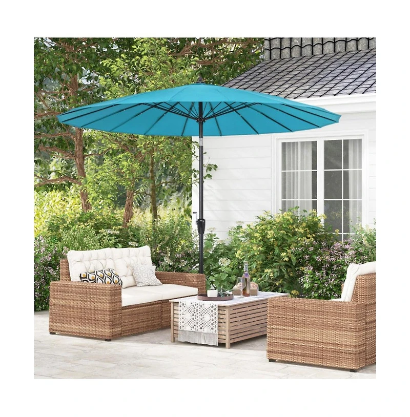 9 Feet Round Patio Umbrella with 18 Fiberglass Ribs