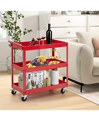 3-Tier Utility Cart with Steel Frame and Four Wheels