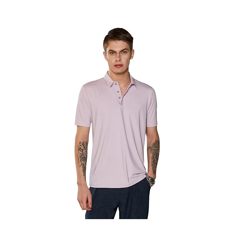 Campus Sutra Men's Lilac Seamless Solid Polo T-Shirt