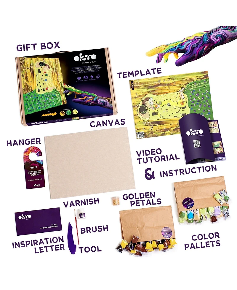 Okto Sensory Art 3D Painting “The Kiss” – 11.8” x 15.7” Canvas Kit