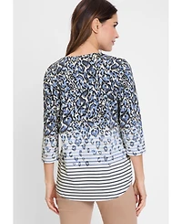 Olsen Women's Leo & Striped T-Shirt