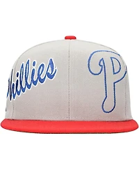 Mitchell & Ness Men's Gray Philadelphia Phillies Knock Out Panel Snapback Hat