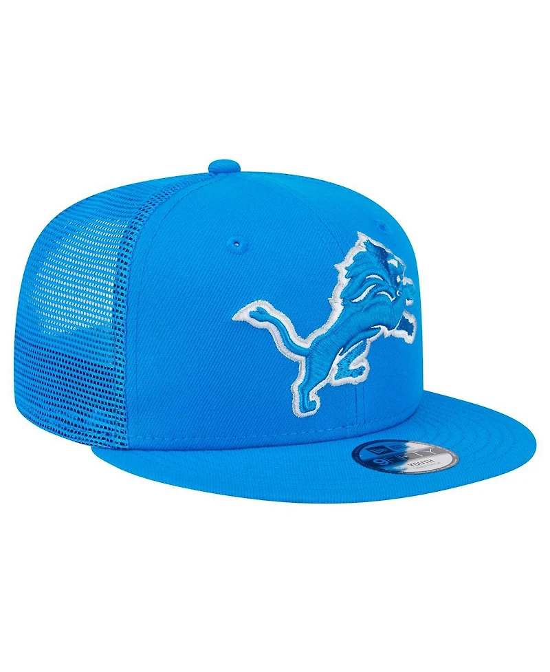 New Era Big Boys and Girls Blue Detroit Lions Main Trucker Snapback Hat