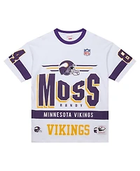 Mitchell & Ness Men's Randy Moss White Minnesota Vikings Name Number Team Origins Vintage Logo T-Shirt