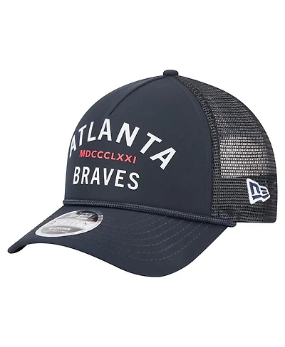New Era Men's Navy Atlanta Braves Minimalist 9FORTY A-Frame Adjustable Hat