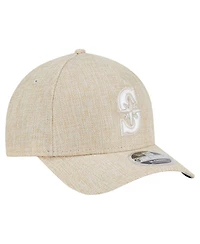 New Era Men's Beige Seattle Mariners Cotton Weave M-Crown A-Frame 9FORTY Adjustable Hat