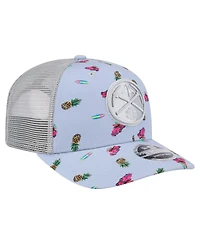 New Era Men's Light Blue/Gray Denver Nuggets Adventure Aloha Pattern 9SEVENTY Stretch-Snap Hat