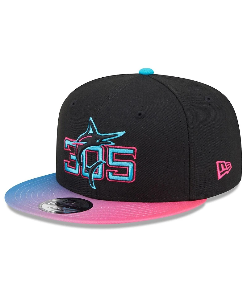 New Era Men's Black/Pink Miami Marlins 2025 City Connect 9FIFTY Snapback Hat