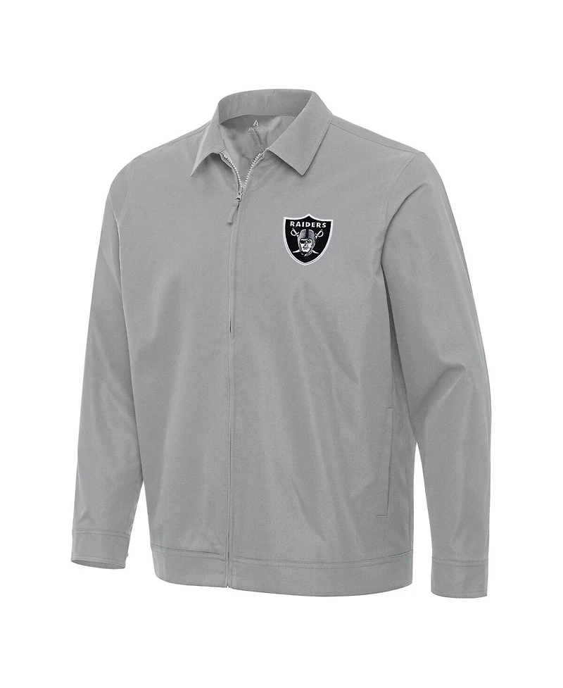 Antigua Men's Gray Las Vegas Raiders Pivot Full-Zip Jacket