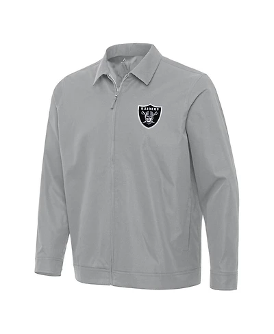 Antigua Men's Gray Las Vegas Raiders Pivot Full-Zip Jacket
