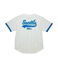 Mitchell & Ness Men's Cream Seattle Seahawks Vintage Logo Final Seconds Full-Button Mesh Top