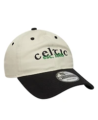New Era Men's Light Beige/Black Celtic Contract 9TWENTY Adjustable Hat