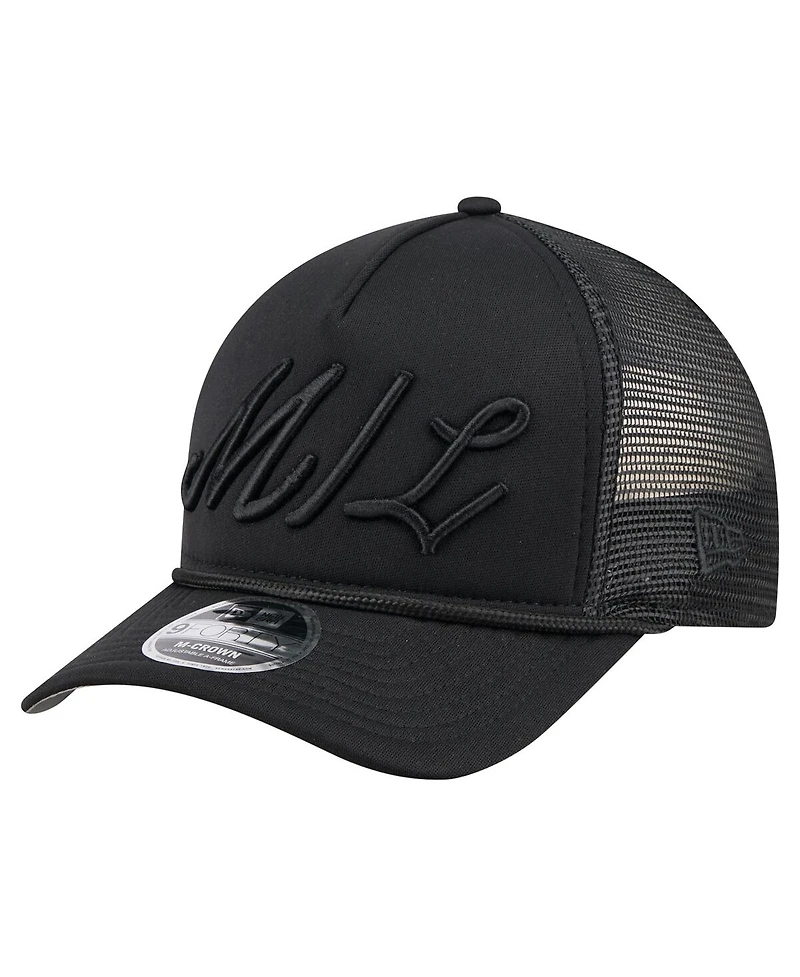 New Era Men's Black Milwaukee Brewers City Initial 9FORTY A-Frame M-Crown Adjustable Trucker Hat