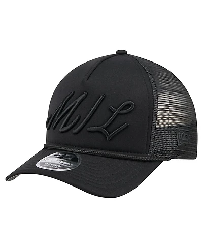 New Era Men's Black Milwaukee Brewers City Initial 9FORTY A-Frame M-Crown Adjustable Trucker Hat