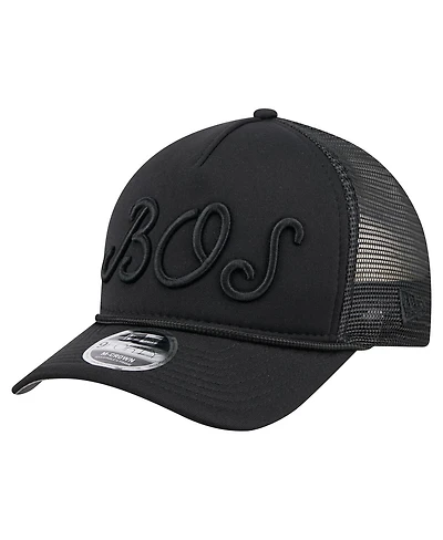 New Era Men's Black Boston Red Sox City Initial 9FORTY A-Frame M-Crown Adjustable Trucker Hat