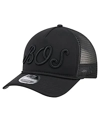 New Era Men's Black Boston Red Sox City Initial 9FORTY A-Frame M-Crown Adjustable Trucker Hat