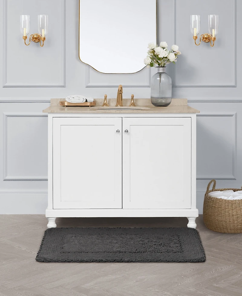 Laura Ashley Cotton Ruffled Bath Rug, 27" x 45"