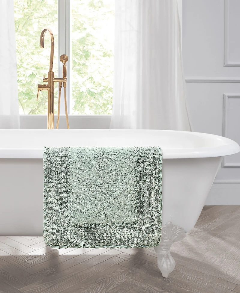 Laura Ashley Cotton Ruffled Bath Rug, 27" x 45"