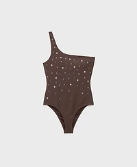 Mango Women's Metallic Details Asymmetrical Swimsuit