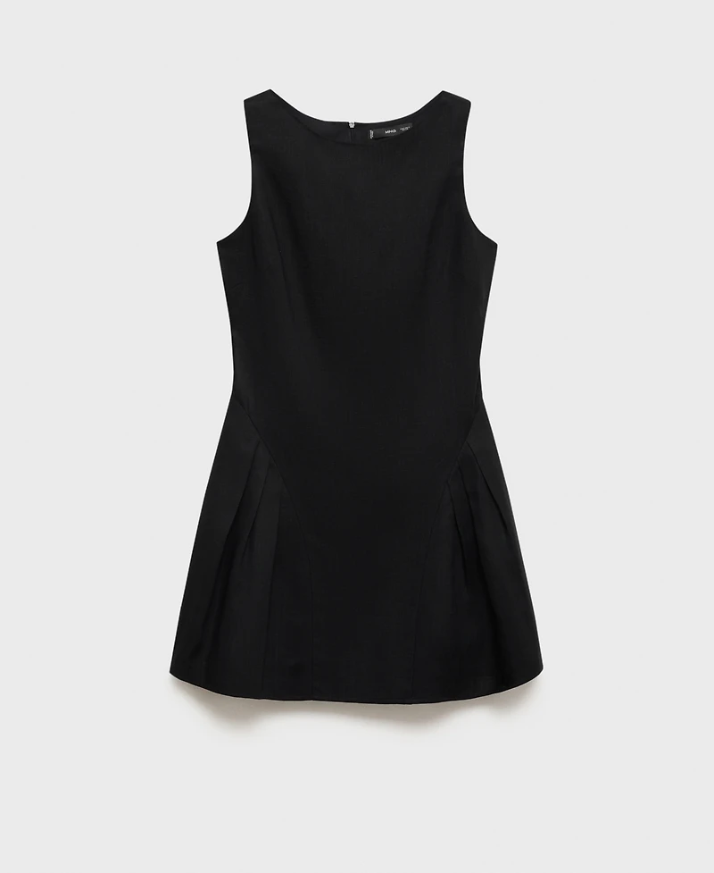 Mango Women's Short Pleated Linen-Blend Dress
