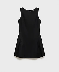 Mango Women's Short Pleated Linen-Blend Dress