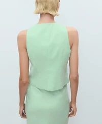 Mango Women's Linen-Blend Suit Vest