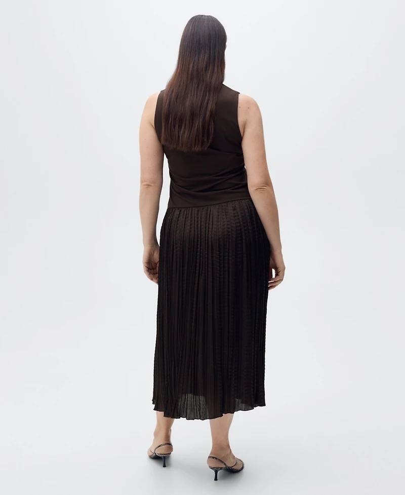 Mango Women's Combined-Fabric Long Dress