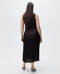 Mango Women's Combined-Fabric Long Dress