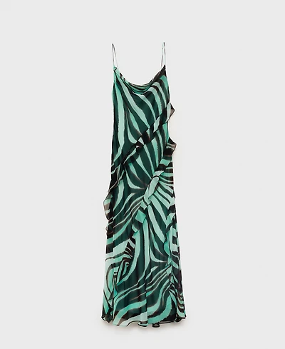 Mango Women's Zebra-Print Ruffle Dress