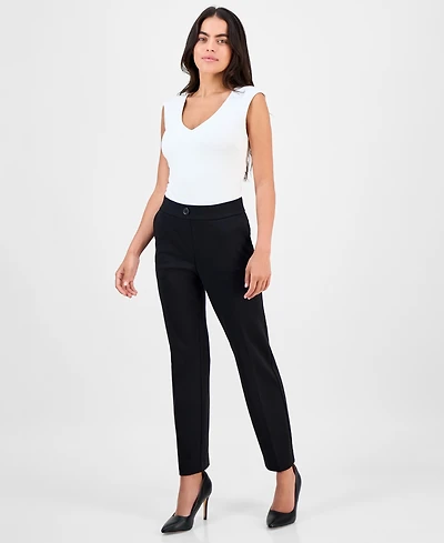 Ak Anne Klein Petite Mid-Rise Straight-Leg Pants