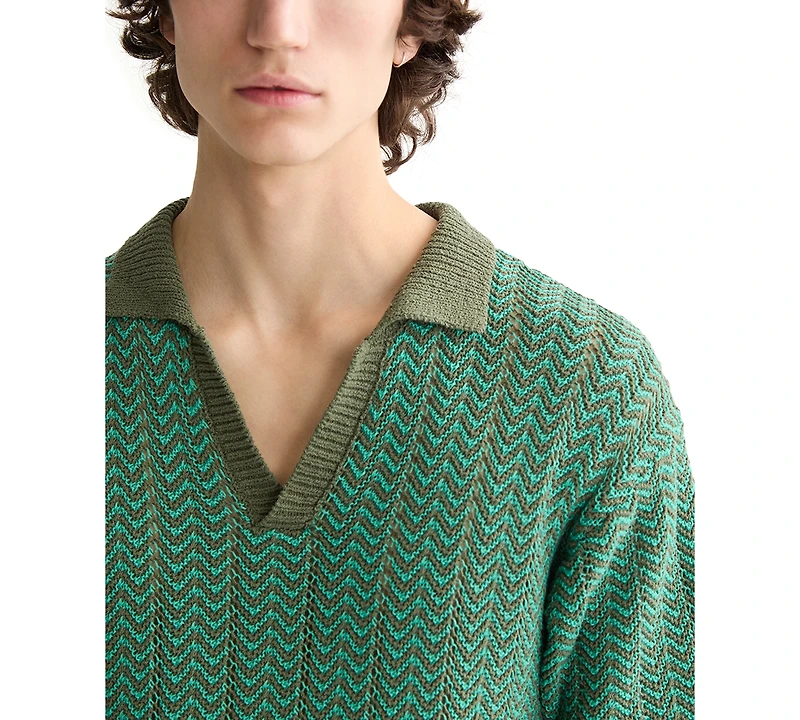 Scotch & Soda Men's Structured Knit Sweater Polo Shirt