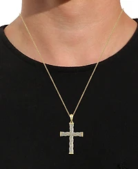 Men's Diamond Cross 22" Pendant Necklace (1/2 ct. t.w.) in 18k Gold-Plated Sterling Silver