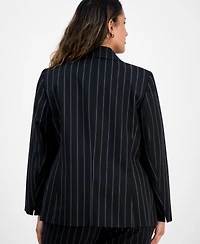 Kasper Plus Pinstriped Notched-Lapel Blazer