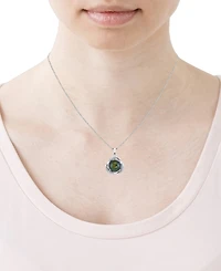 Cultured Tahitian Pearl (10mm) & Diamond (1/8 ct. t.w.) 18" Pendant Necklace in 10k White Gold