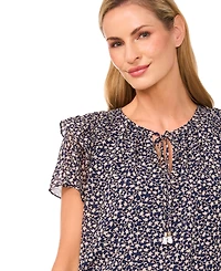 CeCe Women's Tie-Neck Ruffle-Sleeve Blouse