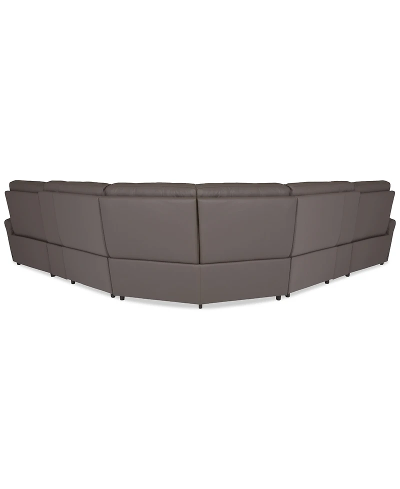 Thandler 5-Pc. Leather L Shape Sectional with 3 Power Recliners and 1 Storage Console, Exclusively at Macy's