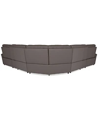 Thandler 5-Pc. Leather L Shape Sectional with 3 Power Recliners and 1 Storage Console, Exclusively at Macy's