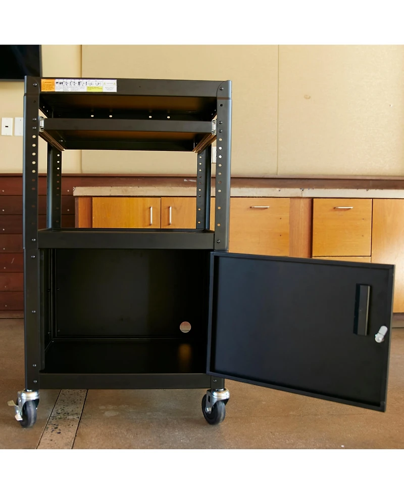 ECR4Kids Av Presentation Cart Stand with Storage Box, Black, 1