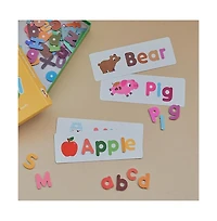 Amber Sports Hattung Magnetic Alphabet Set Extra-Thick, Multicolor Letters with Matching Flashcards