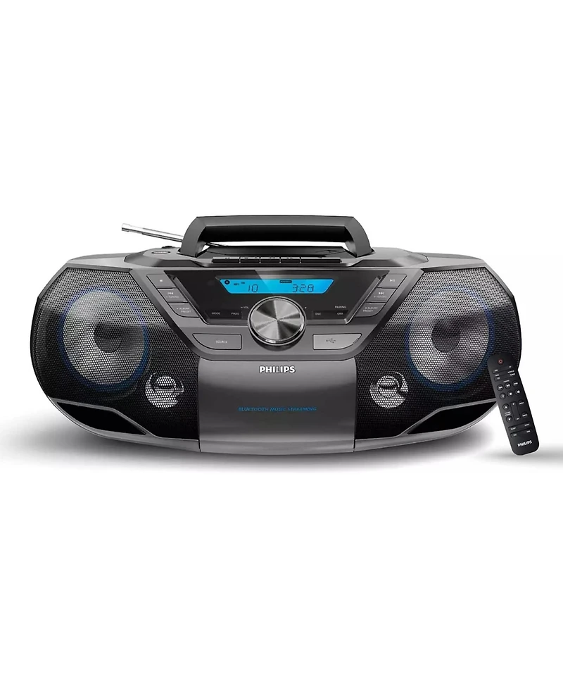 Philips Portable Cd Player Boombox - Bluetooth, Usb, MP3, Cassette, Fm Radio, Powerful Sound, Bass Boost, Digital Display