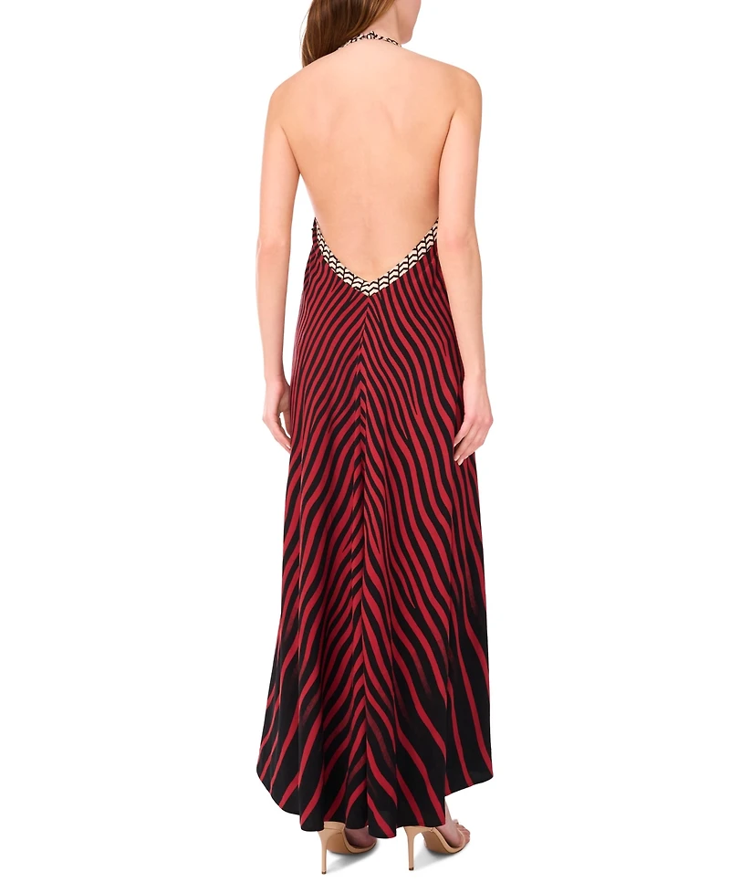 1.state Women's Sleeveless Halter Chiffon Maxi Dress